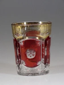 EAPG Tarentum #1900 Frosted Crystal Glass Tumbler Ruby Stain & Gilt #1 c.1890 - Picture 1 of 4