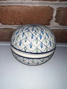 Javier Servin Mexican Pottery Enameled Ceramic Round Trinket Box Handmade Mexico - Picture 1 of 10