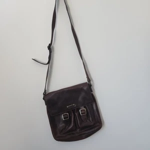 Brown leather crossbody satchel bag fly london 10×2×11 inches - Picture 1 of 5