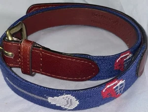 Smathers & Branson Hand Stitched Needlepoint La Crosse Belt Boys Sz L Pant 8-10 - Picture 1 of 10
