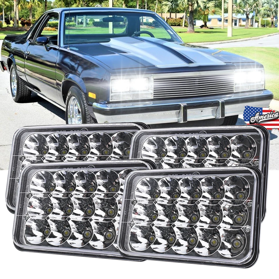 4 PIEZAS Faro LED de haz alto/bajo para Chevy El Camino 1982-1987 4x6 180W 6000K Foto 1 de 4