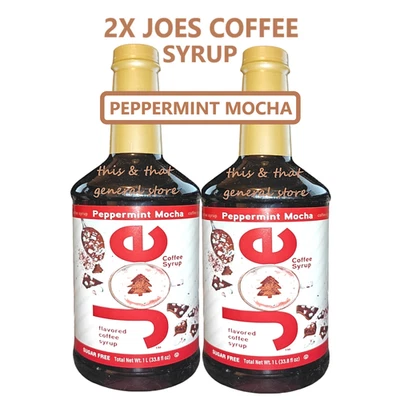 2 LITERS SUGAR FREE PEPPERMINT MOCHA by JOES COFFEE SYRUP 0 CARBS KETO 0 CAL - Image 1 of 3
