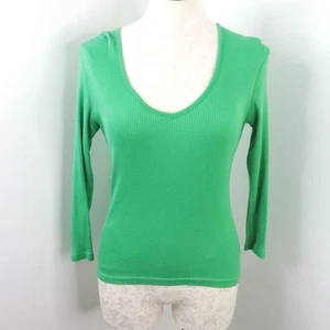 Lilly Pulitzer Womens S Green Ribbed Pima Mercerized Cotton Long Sleeve Shirt - Picture 1 of 6
