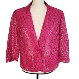 Giacca Chicos donna taglia 1 (M/8) piccolo occhiello rosa blazer uncinetto un bottone - Foto 1 di 15