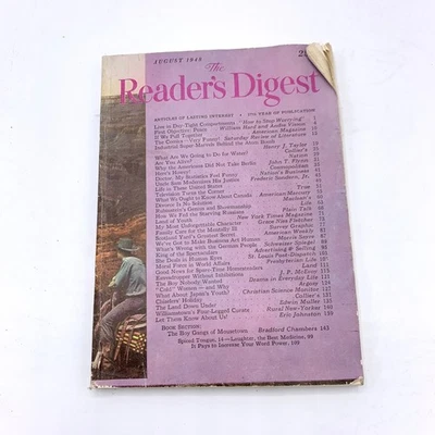 Reader's Digest Magazine August 1948 Articles Of Lasting Interest - Image 1 of 4