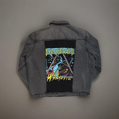 Chaqueta Jean Junk Food Def Leppard Años 80 Rock Vintage Gran Tamaño Histeria Negra 1X Foto 1 de 4
