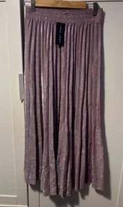 New Look Pink Metallic Silver Glitter Pleated Skirt size 12 Bnwt - Picture 1 of 9