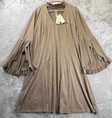 Vestido Wrangler Para Mujer XL Beige Boho Western Manga Acampanada Hasta la Rodilla Vaquera Foto 1 de 4