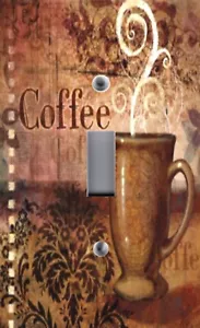 CAFE COFFEE CUP MUGS BROWN KITCHEN DECOR Light Switch Plate Switchplate Cover - Picture 1 of 23