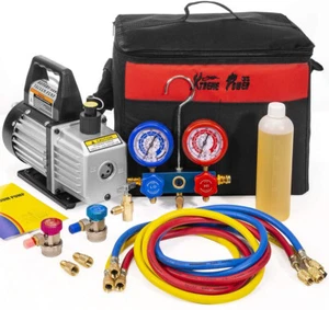 XtremepowerUS 3CFM 1/4 HP Vacuum Pump HVAC Refrigeration AC Manifold Gauge Set - Picture 1 of 16
