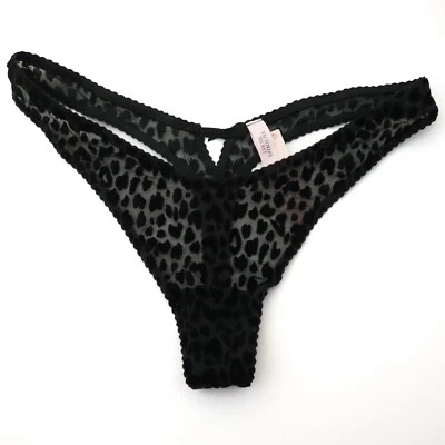 VICTORIA'S SECRET Tanga Panty Muy Sexy Leopardo Transparente Flocado Pierna Alta XS M L XL Foto 1 de 4