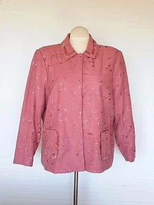 Chaqueta Blazer Abrigo Rosa Bordado Flores Bordado Ribete Forrado Mujer 1X - Imagen 1 de 9