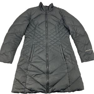 Eddie Bauer Women's Long Black Puffer Coat Jacket Down Size Medium - Picture 1 of 22