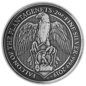 FALCON Queen Beasts Antique Finish 2 Oz Silver Coin 5£ United Kingdom 2019 - Bild 1 von 3