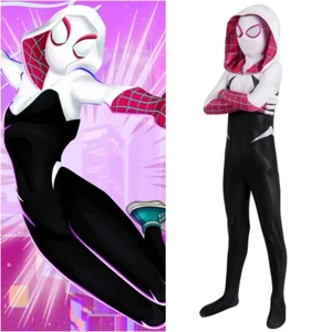 Spider-Man: Across The Spider-Verse Gwen Stacy Costume Cosplay Bodysuit For Kids - Picture 1 of 12