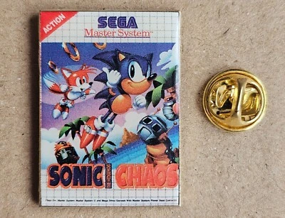 Sonic The Hedgehog Pin SEGA Master System Chaos Game Cartridge Metal Badge RARE - Image 1 of 2