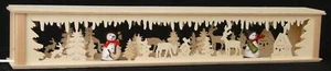 Schwibbogenerhöhung mit Schneemänner Waldtiere und Beleuchtung BxHxT 72x10x10cm - Bild 1 von 1