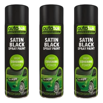 AUTOTEK PROFESSIONAL AutoTek Satin Black Multi-Purpose Aerosol Spray Paint 500ml x3