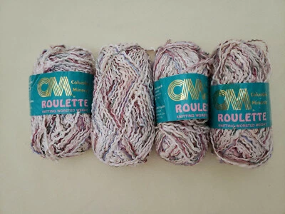 Hilo de ruleta Columbia Minerva CM blanco rosa mezcla de algodón abigarrado 4 madejas  Foto 1 de 4