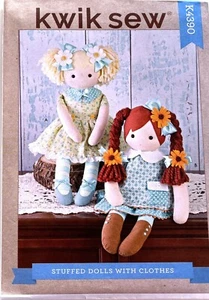 Kwik Sew Pattern   4390  Stuffed Dolls With Clothes  Out of Print - Picture 1 of 3