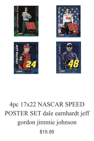 NASCAR Speed Posters/ Jeff Gordon - Dale Earnhardt Jr - Jimmie Johnson-Set Of 4 Cover