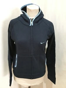 Nike Girls Hoodie Size L Nike Swoosh 2002 Full Zip Navy Sports Sweatshirt NWT - Picture 1 of 11