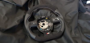 Steering Wheel AUDI A4 B7 S4 A4 B8 S6 Flat Bottom thick NEW LEATHER alcantara - Picture 1 of 5