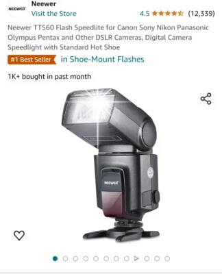 Neewer TT560 Shoe Mount Flash for Nikon, Canon, Olympus - Image 1 of 4