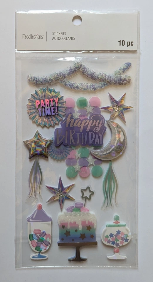 Pegatinas holográficas para álbumes de recortes de fiesta de feliz cumpleaños por recuerdos  Foto 1 de 1