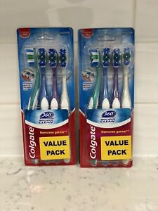 Colgate 360 Adult Whole Mouth Toothbrushes Medium 4pk Lot of 2 - FREE SHIPPING