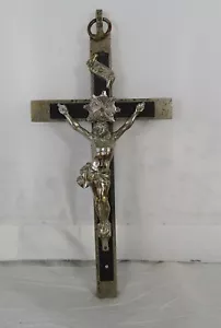Nun's Wood Inlay Pectoral Large Cross Crucifix 4 Nail - 5.5" N°2 - Picture 1 of 11
