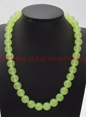 Natural Beautiful 8/10/12mm Green Peridot Round Gemstone Beaded Necklace 16-32in - Image 1 of 4