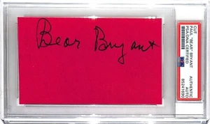 Paul "Bear" Bryant Autographed 3x5 Cut Alabama PSA/DNA *1690 - Picture 1 of 2