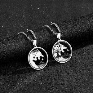 Mitología Nórdica Sol y Luna Cabeza de Lobo Cuervo Escudo Collar Regalos para Decoración Adolescente - Imagen 1 de 18