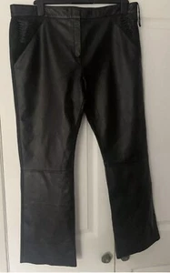 BLACK REAL LEATHER TROUSERS BY COFI Waist 38”, Hips 44” (size 18 on label) - Picture 1 of 8