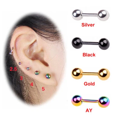 Aretes de acero inoxidable para mujer hombre bola redonda tornillo trasero oreja piercing Foto 1 de 4