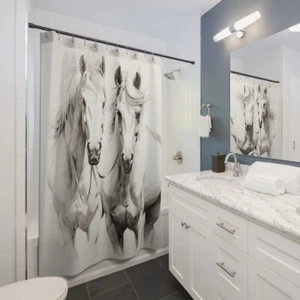 Wild Horse Shower Curtain Western Bathroom Decor Horse Shower Curtain Horse Gift - Picture 1 of 3