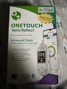 ONE TOUCH VERIO REFLECT BLOOD GLUCOSE MONITORING SYSTEM Value Pack w/ 25 Strips - Picture 1 of 6