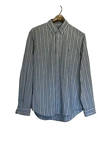 Ralph Lauren Men's L Oxford Blue Pink Stripe Long Sleeve Button Down Shirt - Picture 1 of 7