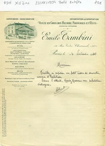 Paris XII ème 19 Rue Victor Chevreuil - Belle Entête Secteur Fromagerie de 1934 - Imagen 1 de 1