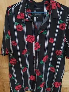 Drill Clothing Co. Men's Button Up Black W/ Roses Size Xl - Picture 1 of 6