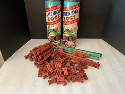 (2) - Vintage Original Hewn - American Logs - By Halsam, Approx 110 Pieces, Wood - Image 1 of 4