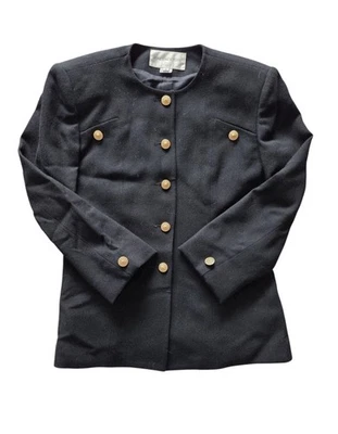 Vintage Jones New York Womens Black Wool Blazer Jacket Sz 4 Gold Buttons Elegant - Image 1 of 4