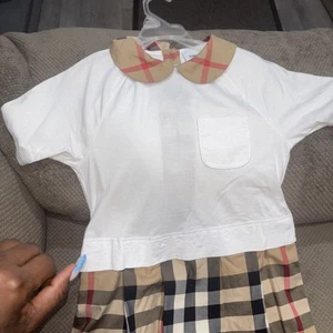 B urberry Girls' Veronica Plaid Jersey T-Shirt Dress - Picture 1 of 6
