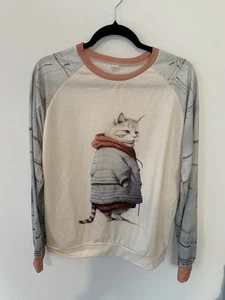 Walking Cat Sweatshirt Large Damen Neu ohne Etikett Katze Grafik - Bild 1 von 5