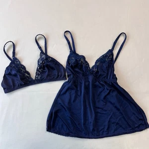 MaidenForm Sweet Nothings Vintage Union Made BH & Camisole dunkelblau Gr. 34 - Bild 1 von 9