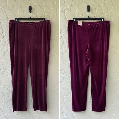 Pantalones ajustados de terciopelo suave Chico's 16 Monrovia Borgoña Talla 3 para mujer nuevos con etiquetas Foto 1 de 4