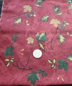1/4 yd Acorns & Oak Leaves Dark Red Background Fabric - Picture 1 of 3