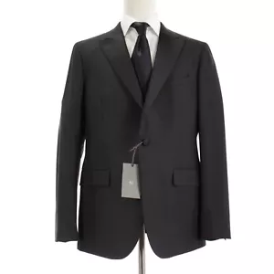 Boglioli NWT Wool Two Piece Tuxedo Satin Peak Lapel Size 54R US 44R Solid Black - Picture 1 of 11