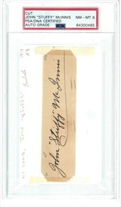 "STUFFY" MCINNIS, 1911,13 A'S & 1918 RED SOX W.S., CUT ON 3X5, PSA/DNA NM-MT 8